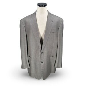 Brooks Brothers Madison Blazer 48L Black Off White Houndstooth Silk Wool Jacket